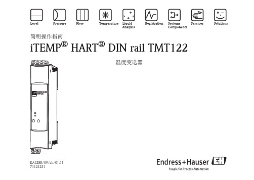 E+H iTEMP HART DIN Rail TMT122 温度变送器简明操作指南