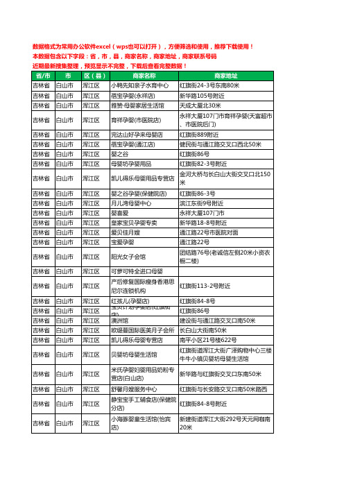 2020新版吉林省白山市浑江区月子服务工商企业公司商家名录名单黄页联系号码地址大全29家