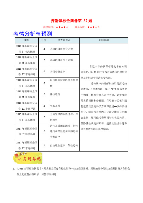 2020高考生物模拟押题卷及答案 (1)