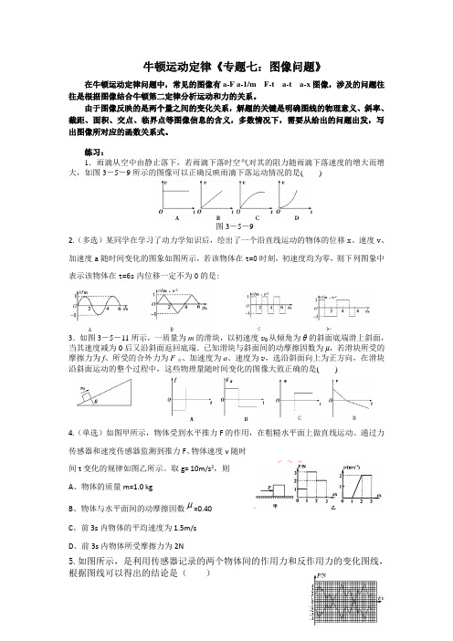 牛顿运动定律《专题七：图像问题》练习