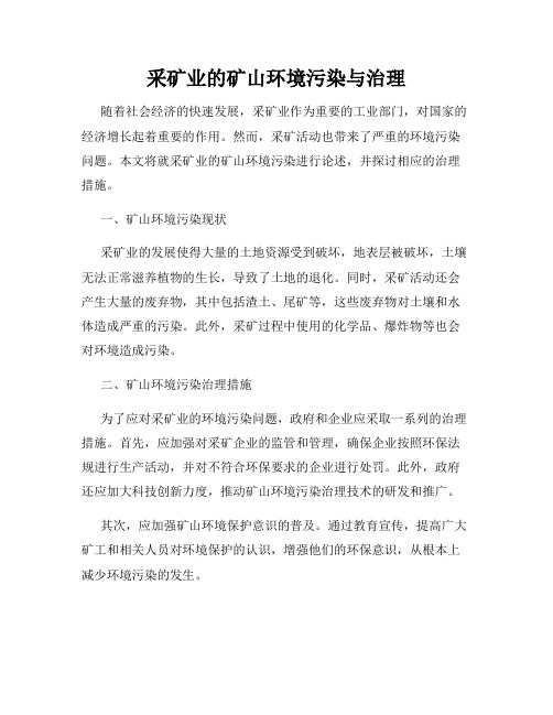 采矿业的矿山环境污染与治理