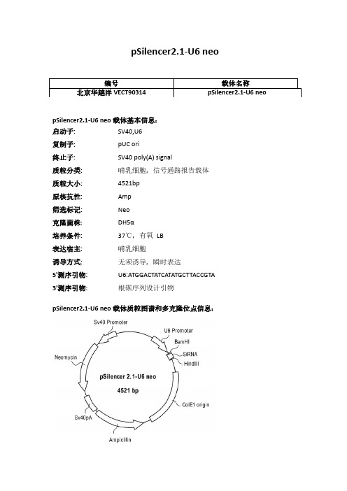 pSilencer2.1-U6 neo使用说明