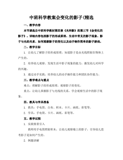 中班科学教案会变化的影子(精选