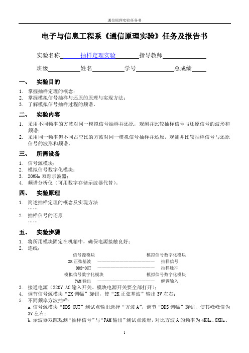 通信原理实验-抽样定理实验