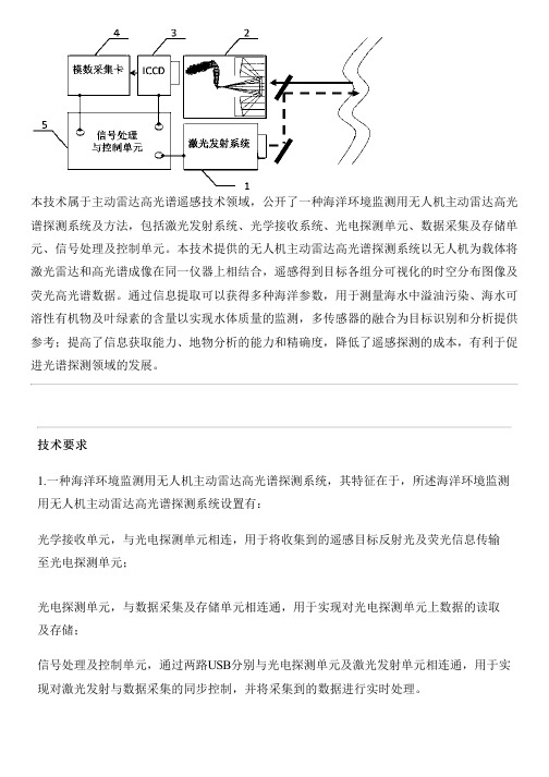 海洋环境监测用无人机主动雷达高光谱探测系统及方法与制作流程