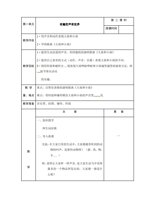 一年级上册音乐教案-有趣的声音世界2人教新课标