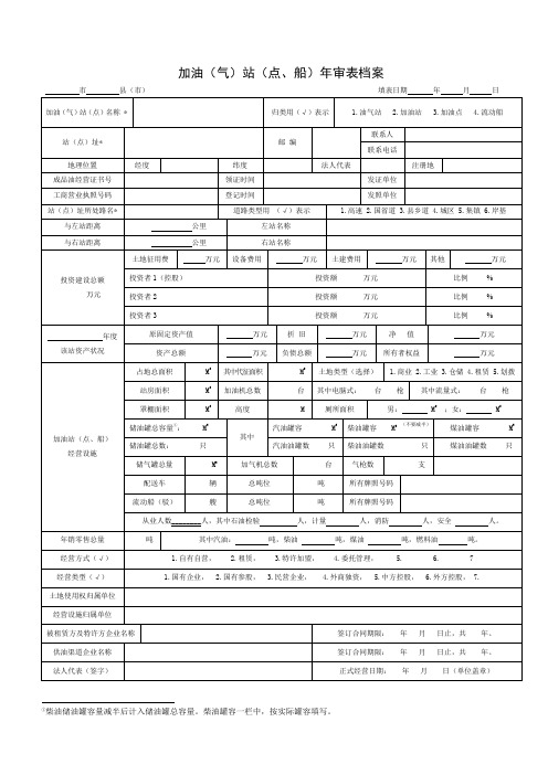 加油(气)站(点、船)年审表档案