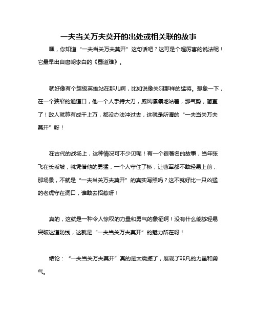 一夫当关万夫莫开的出处或相关联的故事