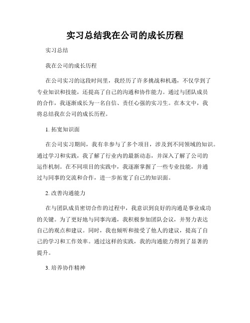 实习总结我在公司的成长历程