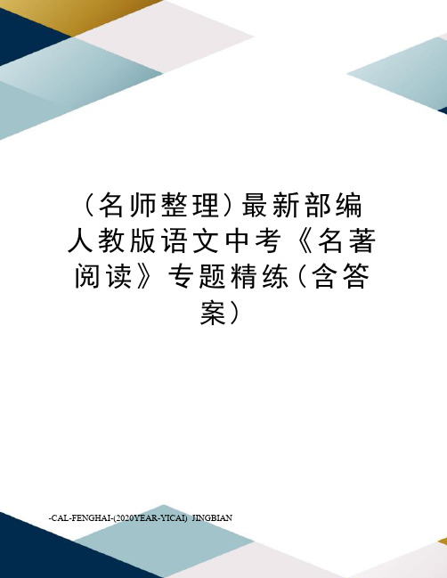 (名师整理)部编人教版语文中考《名著阅读》专题精练(含答案)