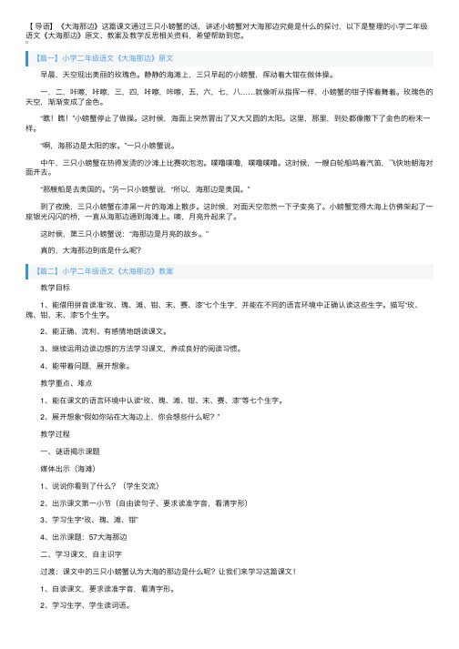 小学二年级语文《大海那边》原文、教案及教学反思