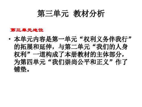 人教版思想品德八年级下册 第三单元我们的文化、经济权利 教材分析课件 (共15张PPT)