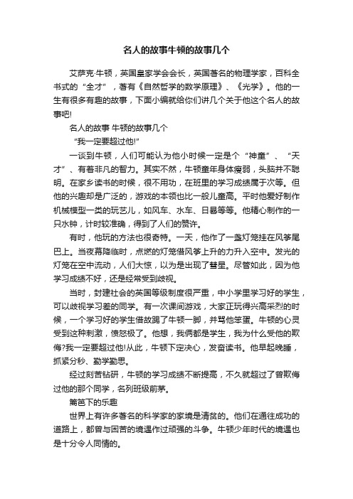 名人的故事牛顿的故事几个