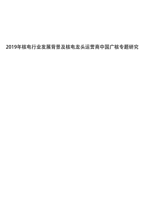 2019年核电行业发展背景及核电龙头运营商中国广核专题研究