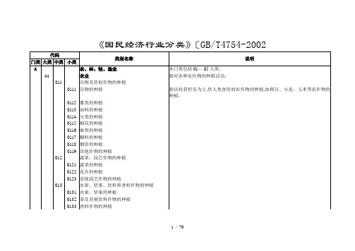 国家行业分类标准