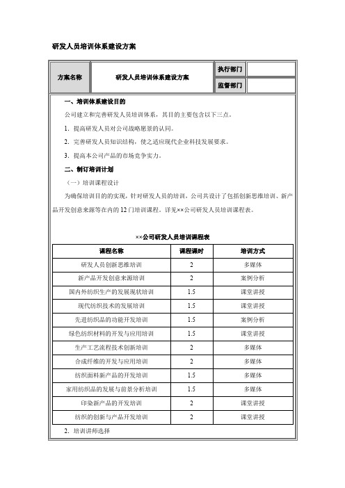 研发人员培训体系建设方案