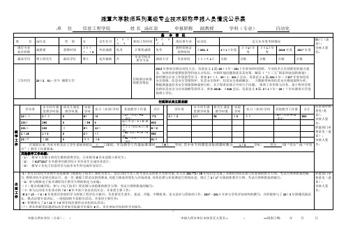 高等学校教师系列高级专业技术职务申报人员情况公示表