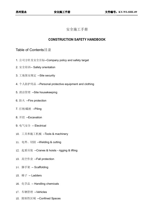 1.安全手册Safety Handbook