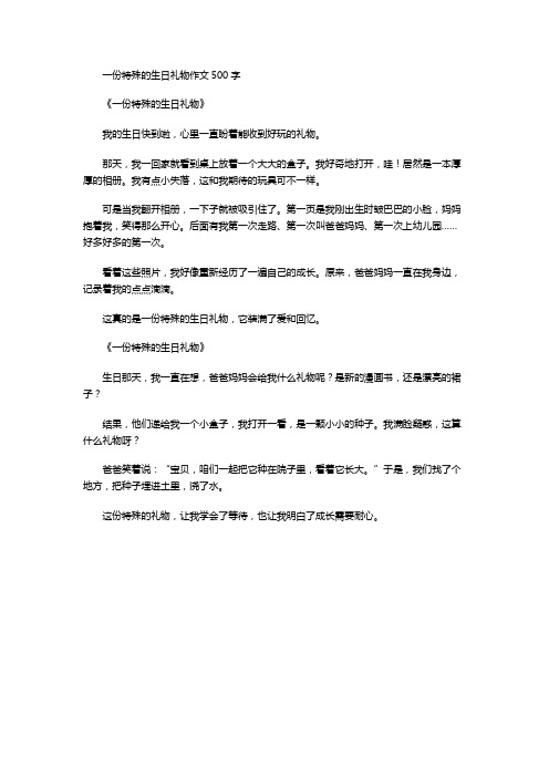 一份特殊的生日礼物作文500字