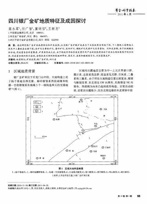 四川银厂金矿地质特征及成因探讨