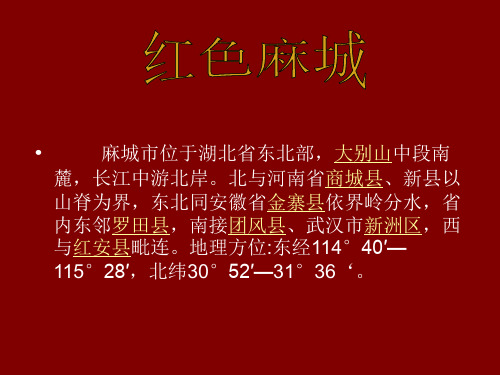 麻城市位于湖北省东北部.