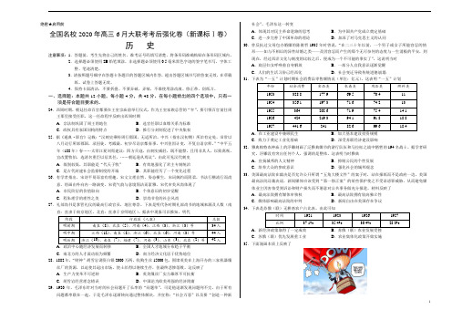 全国名校2020年高三6月大联考考后强化卷(新课标Ⅰ卷)历史(含有答案解析)