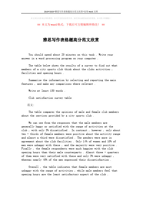 2019-2020-雅思写作表格题高分范文欣赏-实用word文档 (1页)