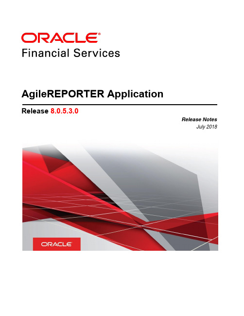 ORACLE Financial Services AgileREPORTER 应用程序发布版本8.