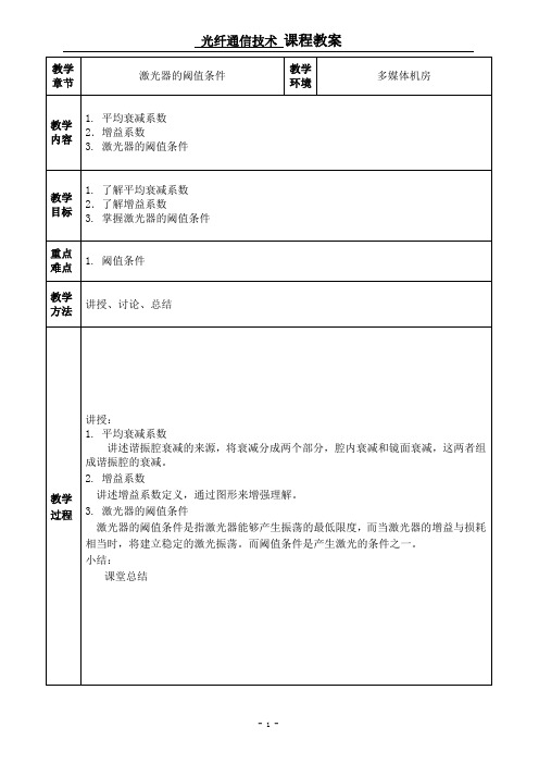 激光器的阈值条件讲解