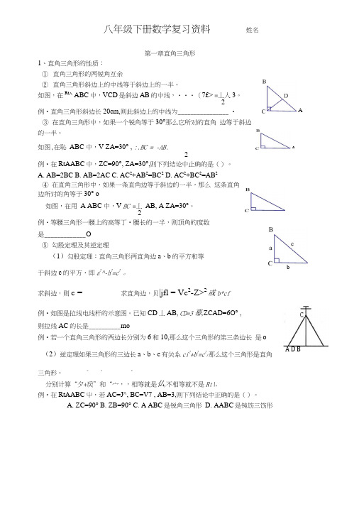 八年级下册数学复习专题.docx