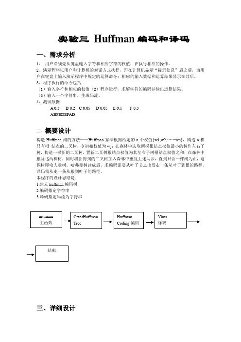 实验三 Huffman编码和译码