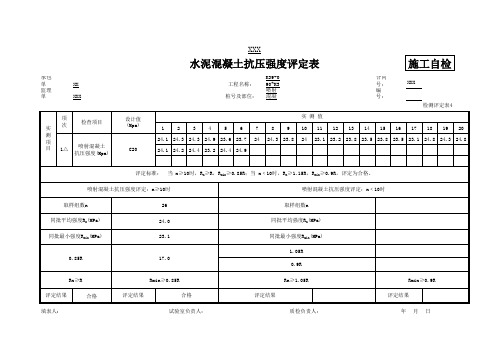 4喷射混凝土抗压强度评定表