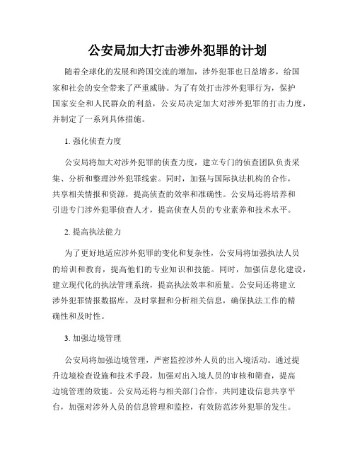 公安局加大打击涉外犯罪的计划