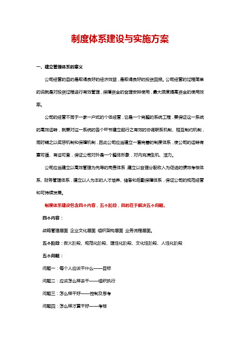 公司企业制度体系建设与实施规划方案