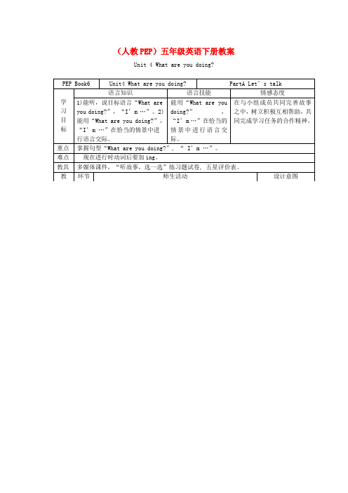 五年级英语下册 Unit 4(14)教案 人教(PEP) 精品