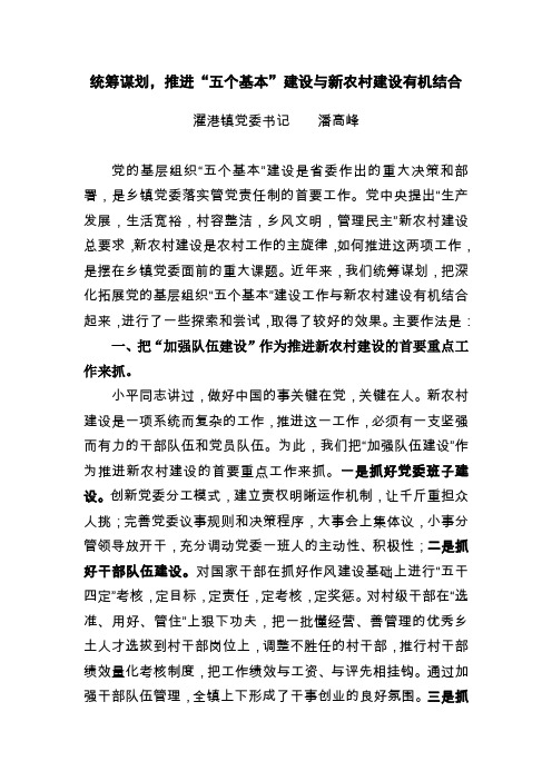 统筹谋划,推进“五个基本”建设与新农村建设有机结合