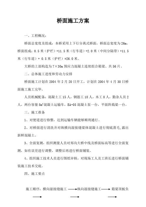 斜拉桥桥面施工方案