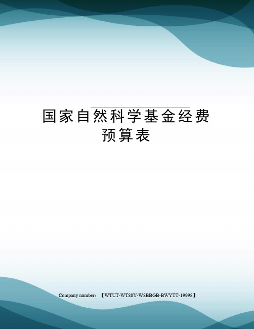 国家自然科学基金经费预算表