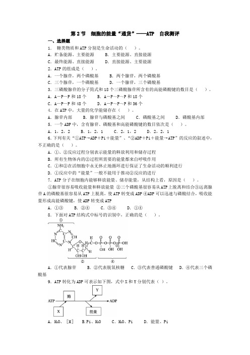 生物高中必修1第五章第二节自我测评