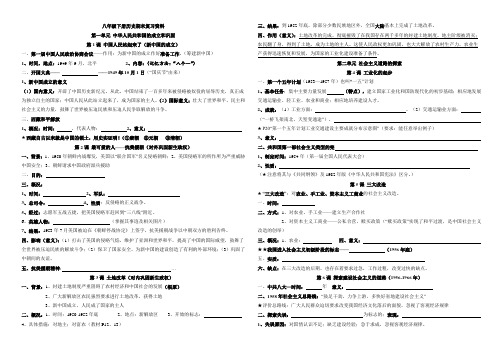 八年级下册历史期末复习大纲