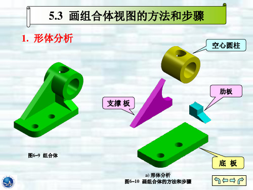 组合体的投影画组合体视图的方法和步骤