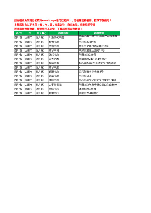 2020新版四川省达州市达川区书店工商企业公司商家名录名单黄页联系电话号码地址大全14家