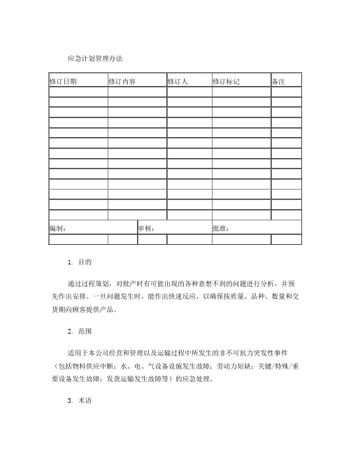 应急计划管理办法A0