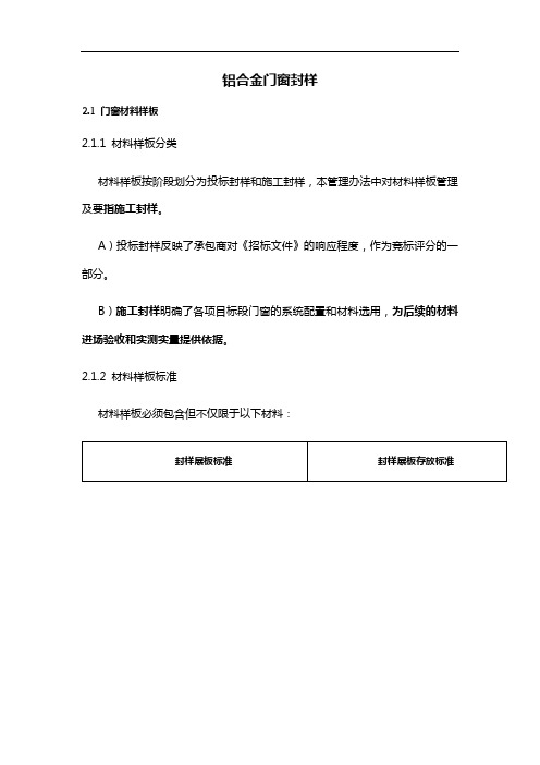 铝合金门窗封样要求和安装实用工艺展示