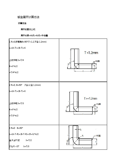 钣金展开计算方法