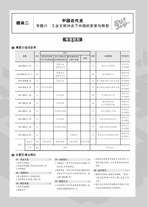 2020届高考历史一轮复习专题六工业文明冲击下中国的变革与转型教师用书(PDF,含解析)