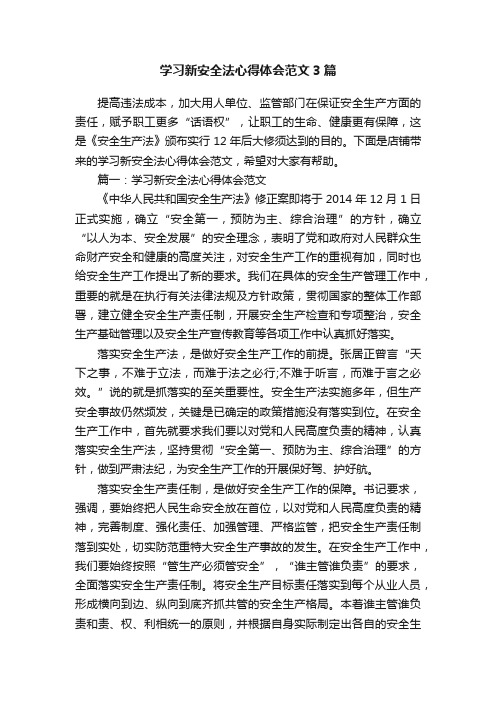 学习新安全法心得体会范文3篇