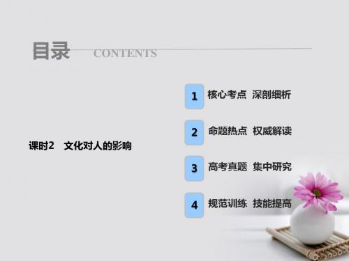 高考政治总复习第九单元文化与生活课时2文化对人的影响课件新人教版必修3