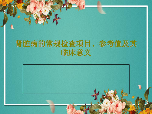 肾脏病的常规检查项目、参考值及其临床意义56页PPT