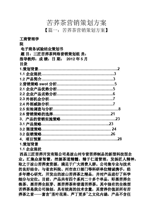 苦荞茶营销策划方案